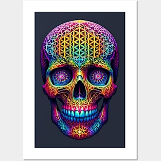 sacred geometry skull Posters and Art